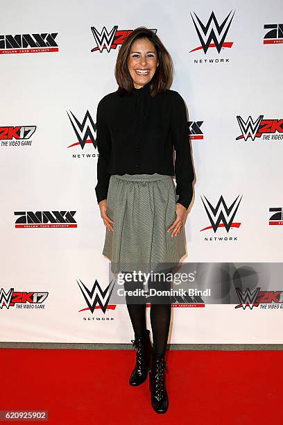 Funda Vanroy attends Tim Wiese's first WWE fight at Olympiahalle on November 3, 2016 in Munich, Germany.