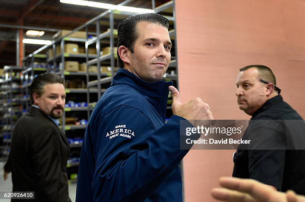Donald Trump Jr. Gives a thumbs-up after a get-out-the-vote rally for his father, Republican presidential nominee Donald Trump, at Ahern...