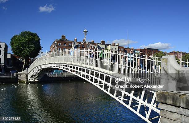 September 5, 2016: The landmark Ha'penny Bridge over the River Liffey in Dublin, Ireland, was built in 1816.