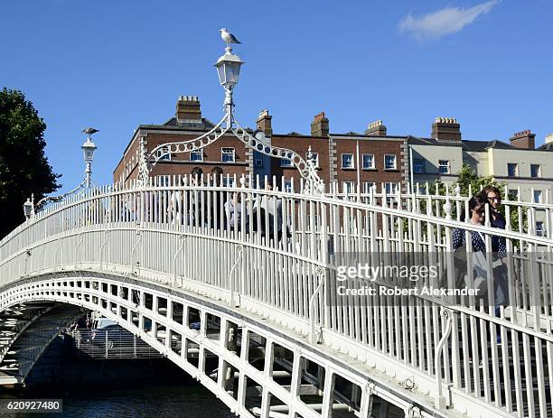 September 5, 2016: The landmark Ha'penny Bridge over the River Liffey in Dublin, Ireland, was built in 1816.