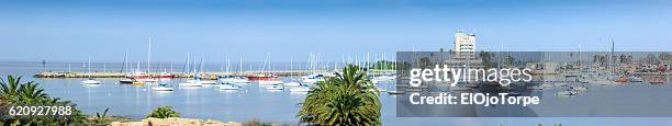 panorama of puertito del buceo in pocitos neighborhood, montevideo, uruguay. - buceo stock pictures, royalty-free photos & images