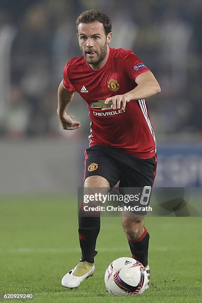 Juan Mata of Manchester United in action during the UEFA Europa League Group A match between Fenerbahce SK and Manchester United FC at Sukru...