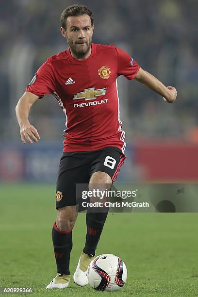 Juan Mata of Manchester United in action during the UEFA Europa League Group A match between Fenerbahce SK and Manchester United FC at Sukru...