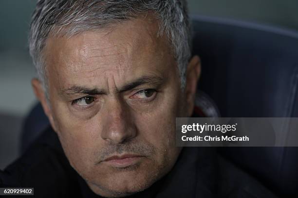 Jose Mourinho, Manager of Manchester United looks on during the UEFA Europa League Group A match between Fenerbahce SK and Manchester United FC at...