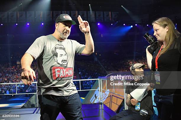 Joey Fatone speaks during Impractical Jokers Live: Nitro Circus Spectacular at Prudential Center on November 3, 2016 in Newark, New Jersey....