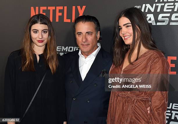 Dominik Garcia-Lorido, Andy Garcia and Alessandra Garcia Lorido attend the Netflix premiere of 'True Memoirs of An International Assassin' at AMC...