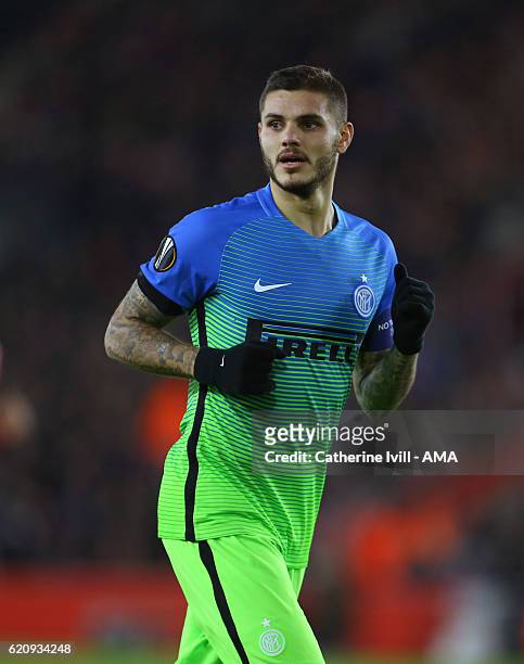 Mauro Icardi of Inter Milan during the UEFA Europa League match between Southampton FC and FC Internazionale Milano at St Mary's Stadium on November...