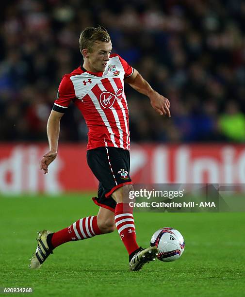 James Ward-Prowse of Southampton during the UEFA Europa League match between Southampton FC and FC Internazionale Milano at St Mary's Stadium on...