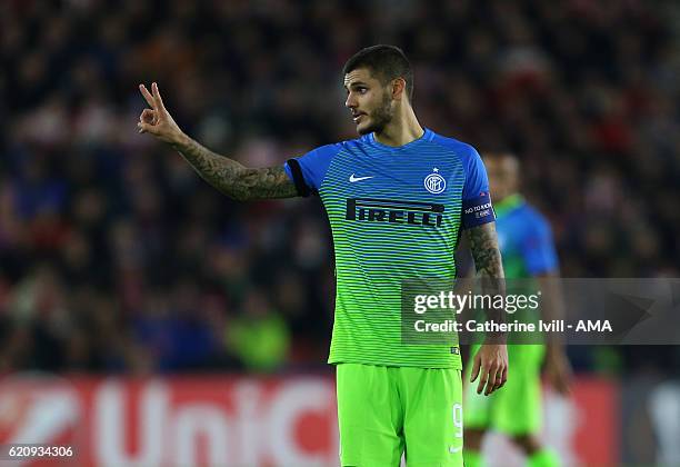 Mauro Icardi of Inter Milan during the UEFA Europa League match between Southampton FC and FC Internazionale Milano at St Mary's Stadium on November...