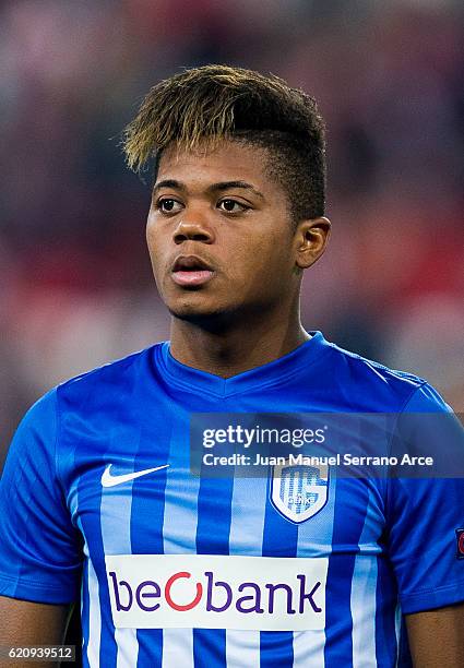 Leon Bailey of KRC Genk looks on prior to the start the UEFA Europa League match between Athletic Club and KRC Genk at on November 3, 2016 in Bilbao,...