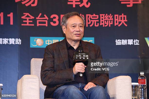 Director Ang Lee attends the press conference of his film "Billy Lynn's Long Halftime Walk" on November 3, 2016 in Taipei, Taiwan of China.