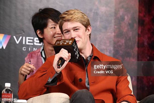 British actor Joe Alwyn attends the press conference of director Ang Lee's film "Billy Lynn's Long Halftime Walk" on November 3, 2016 in Taipei,...