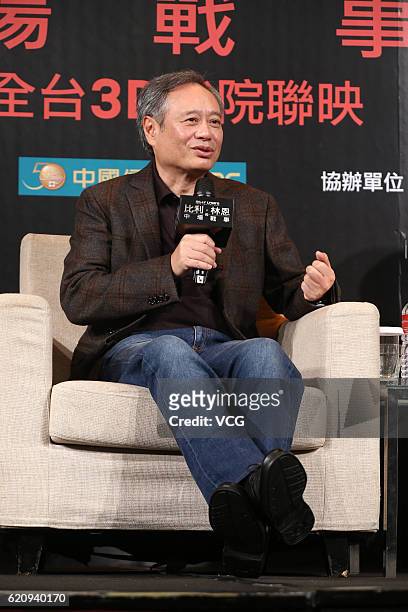 Director Ang Lee attends the press conference of his film "Billy Lynn's Long Halftime Walk" on November 3, 2016 in Taipei, Taiwan of China.
