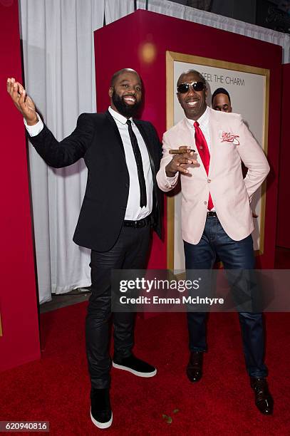 Director David E. Talbert and J.B. Smoove arrive at the premiere of Universal's 'Almost Christmas' at Regency Village Theatre on November 3, 2016 in...