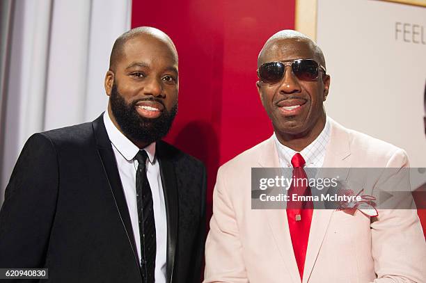 Director David E. Talbert and J.B. Smoove arrive at the premiere of Universal's 'Almost Christmas' at Regency Village Theatre on November 3, 2016 in...