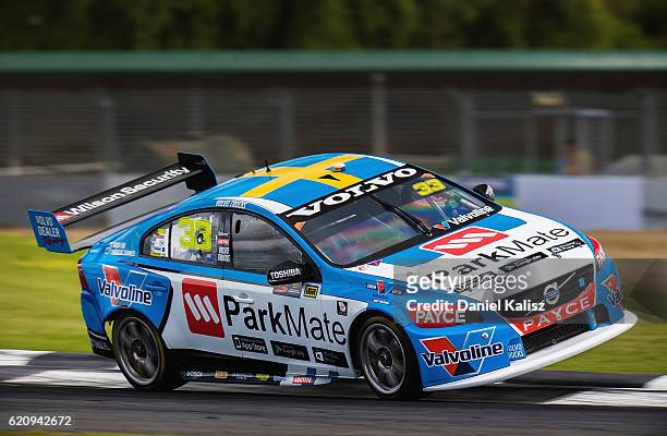 Scott McLaughlin drives the Wilson Security Racing GRM Volvo S60 during practice for the Supercars Auckland International SuperSprint on November 4,...