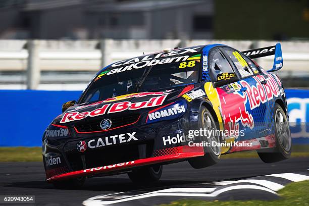 Jamie Whincup drives the Red Bull Racing Australia Holden Commodore VF during practice for the Supercars Auckland International SuperSprint on...