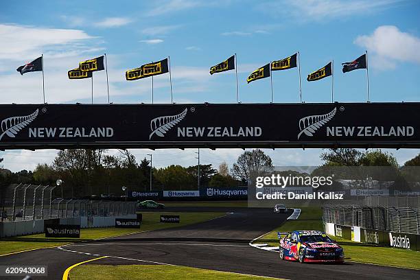 Shane Van Gisbergen drives the Red Bull Racing Australia Holden Commodore VF during practice for the Supercars Auckland International SuperSprint on...