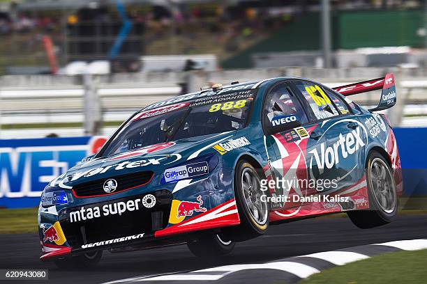 Craig Lowndes drives the TeamVortex Holden Commodore VF during practice for the Supercars Auckland International SuperSprint on November 4, 2016 in...