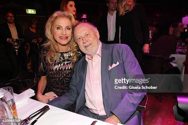 Joseph Vilsmaier and his partner Birgit Muth during the VIP premiere of Schubeck's Teatro at Spiegelzelt on November 3, 2016 in Munich, Germany.