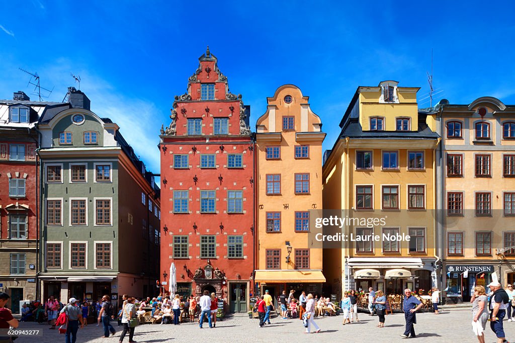 Colourful buildings Stortorget, Stockholm, Sweden