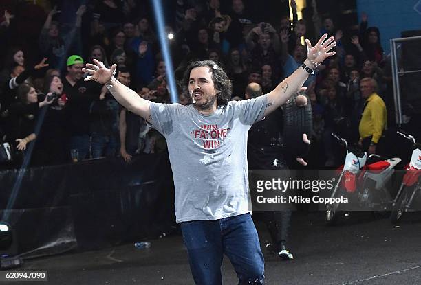 Brian Quinn speaks onstage at Impractical Jokers Live: Nitro Circus Spectacular at Prudential Center on November 3, 2016 in Newark, New Jersey....
