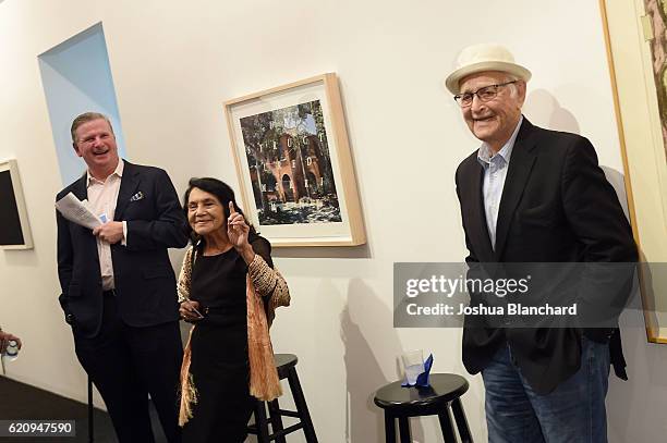 Michael Keegan, Dolores Huerta and Norman Lear attend Get Out The Vote Celebration for People For The American Way on November 3, 2016 in Los...