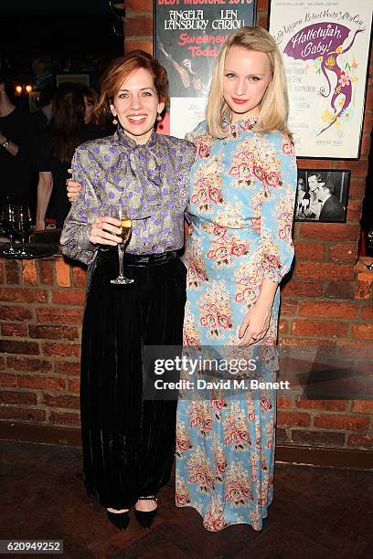 Katherine Parkinson and Emily Berrington attend the press night after party for "Dead Funny" at Joe Allen Restaurant on November 3, 2016 in London,...