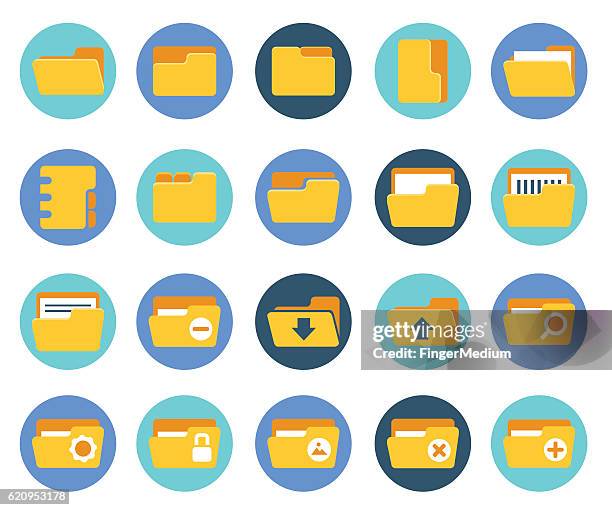 folder icon set - open briefcase stock illustrations