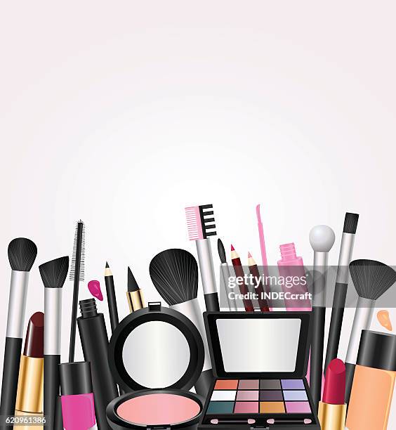 cosmetics with text space - powder compact stock illustrations