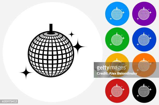ilustrações de stock, clip art, desenhos animados e ícones de disco ball icon on flat color circle buttons - globo espelhado