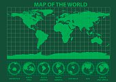 Map of the world green phosphor