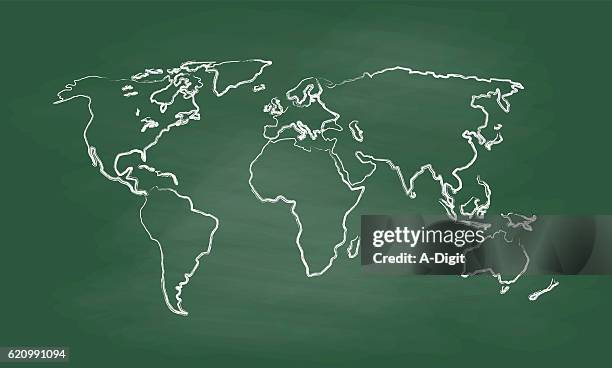 chalkboard world map vector sketch - central africa stock illustrations