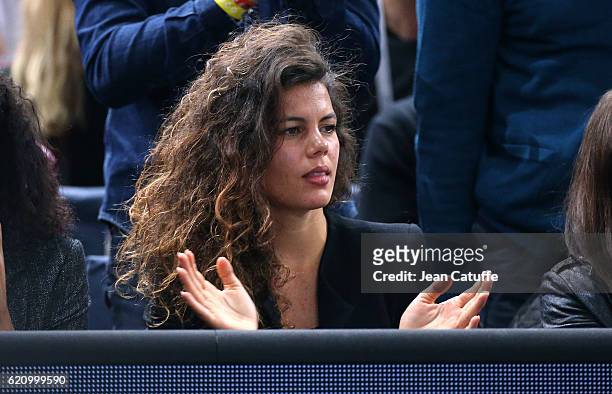 Noura El Shwekh attends his third round victory against Kei Nishikori of Japan on day 4 of the BNP Paribas Masters 1000 of Paris at AccorHotels Arena...