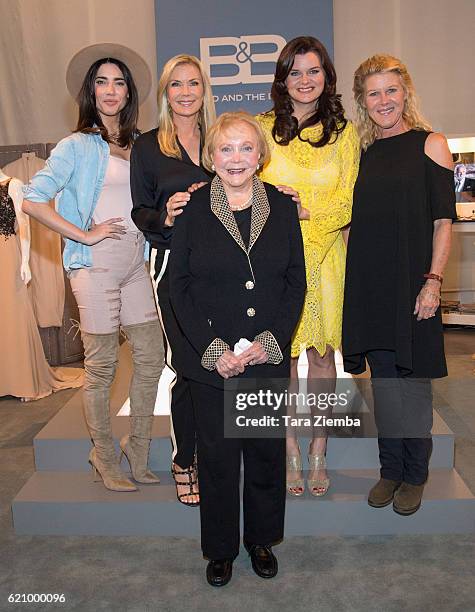 Actresses Jacqueline MacInnes Wood, Katherine Kelly Lang, Heather Tom, Alley Mills and Executive Producer Lee Phillip Bell pose for a photo at 'The...