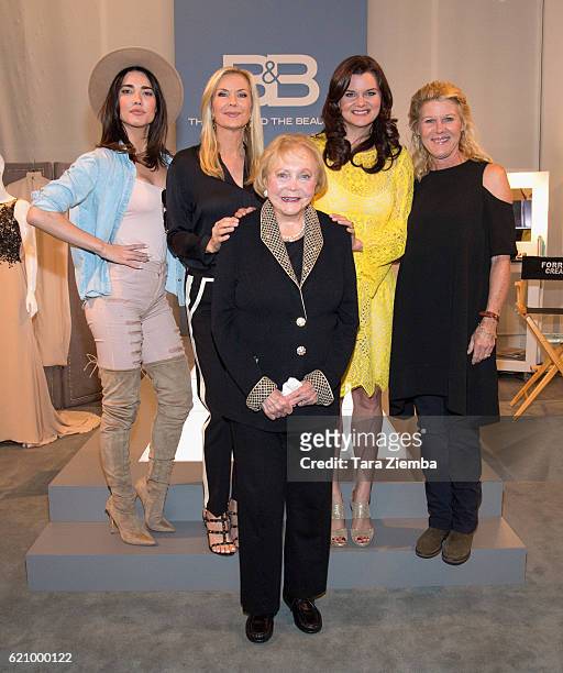 Actresses Jacqueline MacInnes Wood, Katherine Kelly Lang, Heather Tom, Alley Mills and Executive Producer Lee Phillip Bell pose for a photo at 'The...