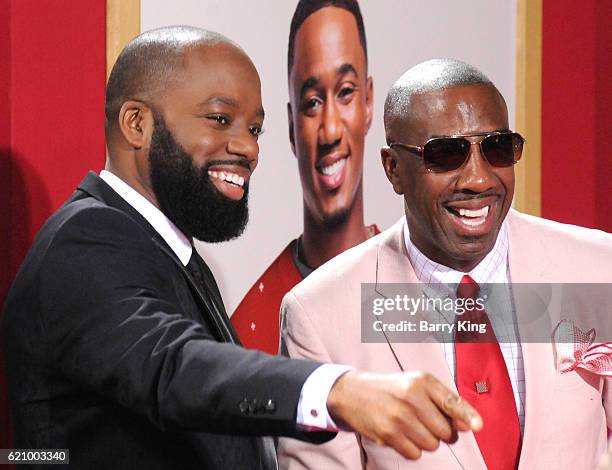 Director/writer/executive producer David E. Talbert and comedian J.B. Smoove attend the premiere of Universal's 'Almost Christmas' at Regency Village...