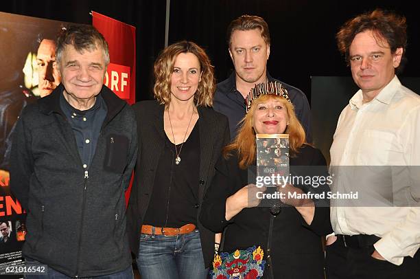 Klaus Rott, Doris Schretzmayer, Nicholas Ofczarek, Inge Maux and Raimund Wallisch pose during the 'Landkrimi' presentation in Vienna at ORF Studio 2...