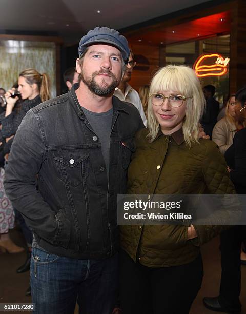 Zachary Knighton and Betsy Phillips attend the Los Angeles Special Screening Of "Come And Find Me" Afterparty at Umami Burger on November 3, 2016 in...