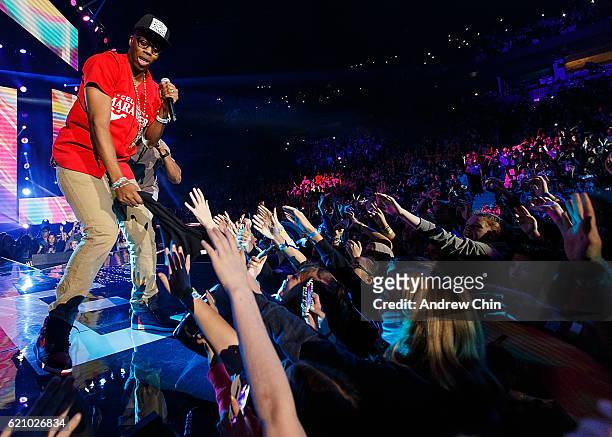 Rapper Kardinal Offishall performs onstage during 'WE Day Vancouver' at Rogers Arena on November 3, 2016 in Vancouver, Canada.