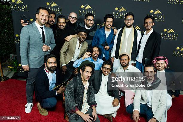 Director Meshal Aljaser and friends arrive for the Saudi Film Days VIP Event at Paramount Studios on November 3, 2016 in Los Angeles, California.