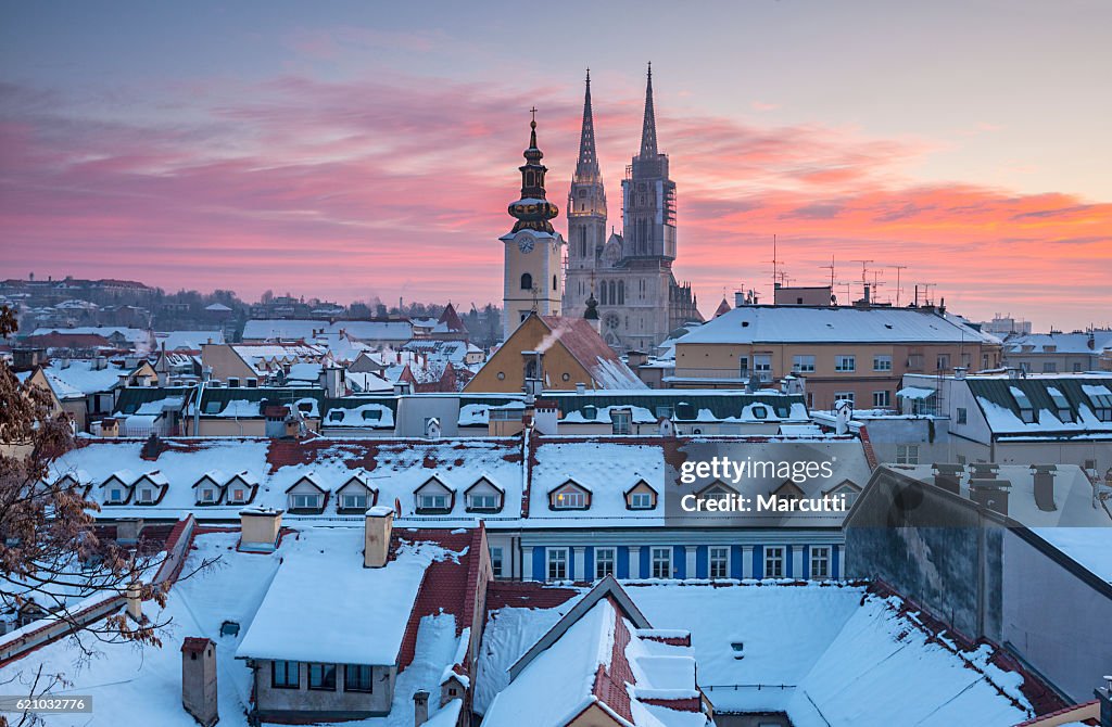 Zagreb winter sunrise