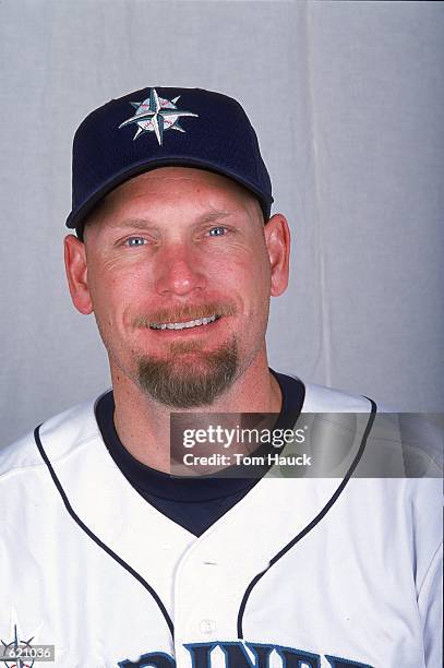 Jay Buhner of the Seattle Mariners poses for a studio portrait during Photo Day at the Peoria Sports Stadium in Peoria, Arizona.Mandatory Credit: Tom...