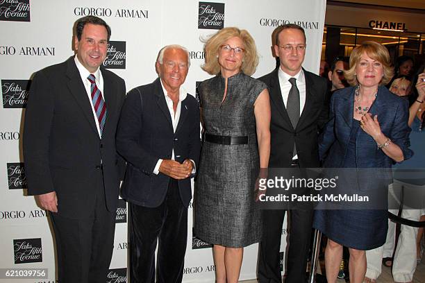 Steve Sadove, Giorgio Armani, Suzanne Johnson, guest and Deborah Walters attend GIORGIO ARMANI Signs Copies Of "ARMANI BACKSTAGE" at Saks Fifth...