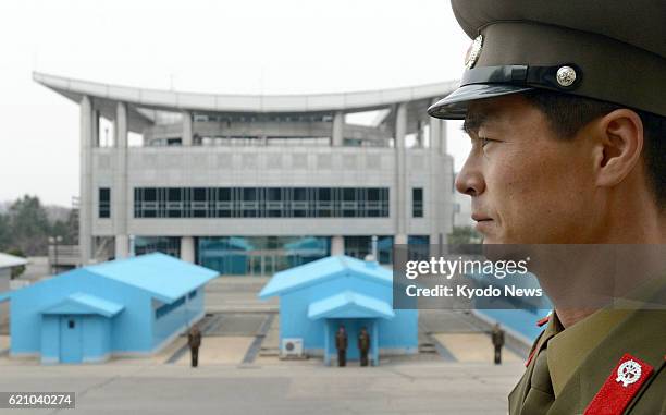 Panmunjom, North Korea - Photo shows a North Korean military officer at an observation facility near the demilitarized zone on April 16, 2013. Kyodo...