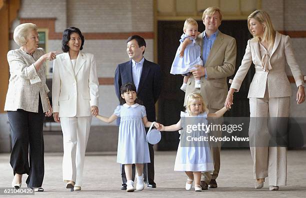 Japan - File photo taken in August 2006 shows Japanese Crown Prince Naruhito , his wife Princess Masako and their daughter Princess Aiko visiting the...