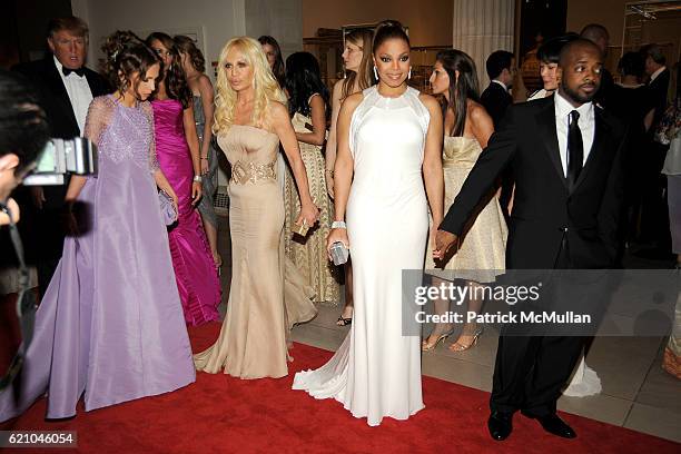 Allegra Versace, Donatella Versace, Janet Jackson and Jermaine Dupri attend THE COSTUME INSTITUTE GALA: "SUPERHEROES" with honorary chair GIORGIO...
