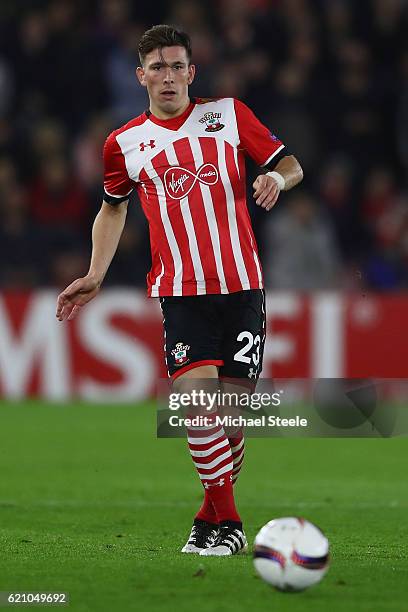 Pierre Hojbjerg of Southampton during the UEFA Europa League match between Southampton FC and FC Internazionale Milano at St Mary's Stadium on...