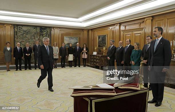 Ministro de Asuntos Exteriores y Cooperación, Alfonso Dastis seen as Mariano Rajoy and 13 ministers of his new government are sworn in today to their...