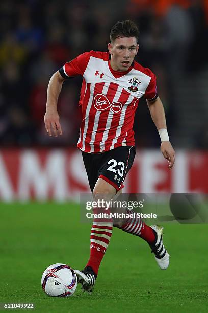 Pierre Hojbjerg of Southampton during the UEFA Europa League match between Southampton FC and FC Internazionale Milano at St Mary's Stadium on...